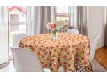 Abakuhaus Tovaglia Rotonda Con Motivi Floreali, Foglie Di Fiori, Tovaglia Circolare Per Sala Da Pranzo, Decorazione Per Cucina, 150 Cm, Calendula Vermiglia