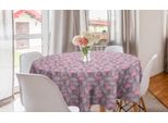 Abakuhaus Tovaglia Rotonda Flamingo, Uccello Esotico Con Piume, Tovaglia Circolare Per Decorazione Sala Da Pranzo Cucina, 150 Cm, Rosa Pallido E Grigio Rosa