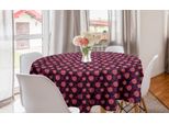 Abakuhaus Tovaglia Rotonda Con Motivi Di Frutta, Motivo Foglie Di Melograno, Tovaglia Circolare Per Sala Da Pranzo, Decorazione Cucina, 150 Cm, Grigio Antracite Rosa Scuro
