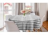 Abakuhaus Tovaglia Rotonda Astratta, Strisce Orizzontali Casuali, Tovaglia Circolare Per Sala Da Pranzo, Decorazione Cucina, 150 Cm, Grigio E Bianco