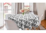 Abakuhaus Tovaglia Rotonda Bianca E Nera, Disegno Cactus, Tovaglia Circolare Per Sala Da Pranzo, Decorazione Cucina, 150 Cm, Bianco E Nero