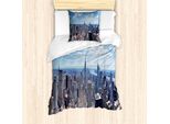Abakuhaus Nyc Set Copripiumino Per Letti Singoli, Foto Aerea Di Grattacieli, Antiacaro, Adatto A Chi Soffre Di Allergie, Con Federa, 135 Cm X 200 Cm - 80 X 80 Cm, Pale Sky Blue Multicolor