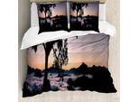 Abakuhaus Set Copripiumino Appalachian Per Letti Singoli, Nebel Fill-Tal-Sonnenuntergang, Antiacaro, Adatto A Chi Soffre Di Allergie, Con Federa, 200 Cm X 200 Cm - 80 X 80 Cm, Grigio Melanzana