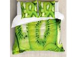 Abakuhaus Set Copripiumino Per Letto Singolo, Makro Frutta Esotica A Fette, Antiacaro Adatto A Chi Soffre Di Allergie Con Federa, 200 Cm X 200 Cm - 80 X 80 Cm, Verde Lime