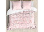 Abakuhaus Set Copripiumino Orientale Per Letti Singoli, Motivi Floreali Esagonali, Antiacaro, Adatto A Chi Soffre Di Allergie, Con Federa, 200 Cm X 200 Cm - 80 X 80 Cm, Bianco Cipria