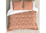 Abakuhaus Set Copripiumino Botanico Per Letti Singoli, Piante, Erbe Aromatiche E Fiori, Antiacaro, Adatto A Chi Soffre Di Allergie, Con Federa, 155 Cm X 220 Cm - 80 X 80 Cm, Salmone Marrone Scuro