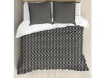 Set Copripiumino Retrò Abakuhaus Per Letti Singoli, Linee Audaci Con Motivo A Zigzag, Antiacaro E Anallergico, Con Federa, 200 Cm X 200 Cm - 80 X 80 Cm, Grigio Antracite Eggshell