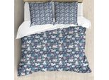 Abakuhaus Set Copripiumino Per Letti Singoli, Tonalità Tenui, Raffinato Motivo Floreale, Antiacaro, Adatto A Chi Soffre Di Allergie, Con Federa, 155 Cm X 220 Cm - 80 X 80 Cm, Viola-Blu Multicolore