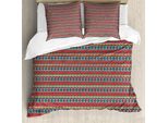 Abakuhaus Set Copripiumino Etnico Per Letti Singoli, Motivi Artistici Etnici Colorati, Antiacaro, Adatto A Chi Soffre Di Allergie, Con Federa, 200 Cm X 200 Cm - 80 X 80 Cm, Multicolore