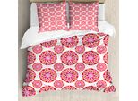 Abakuhaus Set Copripiumino Per Letto Singolo San Valentino, Cuori Nel Vostro Cerchio, Antiacaro, Adatto A Chi Soffre Di Allergie, Con Federa, 200 Cm X 200 Cm - 80 X 80 Cm, Rosa Vermiglio