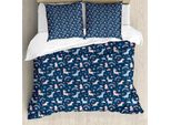 Abakuhaus Set Copripiumino Per Letti Singoli, Unicorni E Arcobaleno, Antiacaro, Adatto A Chi Soffre Di Allergie, Con Federa, 155 Cm X 220 Cm - 80 X 80 Cm, Blu Notte Multicolore