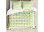 Abakuhaus Set Copripiumino Astratto Per Letti Singoli, Pastello Geometrico A Pois, Antiacaro, Adatto A Chi Soffre Di Allergie, Con Federa, 200 Cm X 200 Cm - 80 X 80 Cm, Senape Verde Mandorla