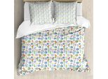 Abakuhaus Set Copripiumino Succoso Per Letti Singoli, Piante Floreali Esotiche, Antiacaro, Adatto A Chi Soffre Di Allergie, Con Federa, 200 Cm X 200 Cm - 80 X 80 Cm, Multicolore