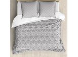 Abakuhaus Set Copripiumino Vittoriano Per Letti Singoli, Motivo A Riccioli Tratteggiati, Antiacaro E Anallergico Con Federa, 155 Cm X 220 Cm - 80 X 80 Cm, Blu Scuro Grigio Azzurro