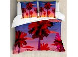 Abakuhaus Set Copripiumino Astratto Per Letti Singoli, Modern Sunset Tropic Trees, Antiacaro, Adatto A Chi Soffre Di Allergie, Con Federa, 155 Cm X 220 Cm - 80 X 80 Cm, Multicolore