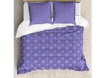Abakuhaus Set Copripiumino Orientale Per Letti Singoli, Curlicue E Medallion, Antiacaro, Adatto A Chi Soffre Di Allergie, Con Federa, 155 Cm X 220 Cm - 80 X 80 Cm, Blu Viola Lavanda-Blu