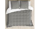 Set Copripiumino Retrò Abakuhaus Per Letti Singoli, Quadrati Astratti Monocromatici, Antiacaro, Adatto A Chi Soffre Di Allergie, Con Federa, 155 Cm X 220 Cm - 80 X 80 Cm, Grigio Antracite E Avorio
