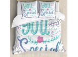 Abakuhaus Set Copripiumino Per Letti Singoli, Con Cornice Speciale, Antiacaro, Adatto A Chi Soffre Di Allergie, Con Federa, 155 Cm X 220 Cm - 80 X 80 Cm, Blu Viola Seafoam