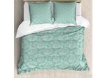 Abakuhaus Set Copripiumino Paisley Per Letti Singoli, Farfalle Floreali Orientali, Antiacaro, Adatto A Chi Soffre Di Allergie, Con Federa, 155 Cm X 220 Cm - 80 X 80 Cm, Pale Teal Pale Tan
