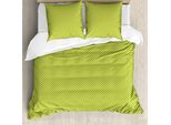 Set Copripiumino Retrò Abakuhaus Per Letti Singoli, Motivo Geometrico Nostalgico, Antiacaro, Adatto A Chi Soffre Di Allergie, Con Federa, 200 Cm X 200 Cm - 80 X 80 Cm, Verde Lime E Giallo Pastello