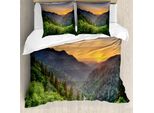Abakuhaus Set Copripiumino Appalachian Per Letti Singoli, Newfound Gap Sunset, Antiacaro, Adatto A Chi Soffre Di Allergie, Con Federa, 200 Cm X 200 Cm - 80 X 80 Cm, Multicolore