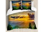 Abakuhaus Set Copripiumino Appalachian Per Letti Singoli, Sunset Hills Panorama, Antiacaro, Adatto A Chi Soffre Di Allergie, Con Federa, 155 Cm X 220 Cm - 80 X 80 Cm, Multicolore