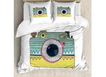 Set Copripiumino Retrò Abakuhaus Per Letti Singoli, Macchina Fotografica Vintage, Antiacaro, Adatto A Chi Soffre Di Allergie, Con Federa, 200 Cm X 200 Cm - 80 X 80 Cm, Multicolore