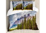 Abakuhaus Set Copripiumino Per Letto Singolo, Scena Di Montagne Maestose, Antiacaro E Anallergico Con Federa, 155 Cm X 220 Cm - 80 X 80 Cm, Multicolore