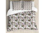 Abakuhaus Set Copripiumino Botanico Per Letti Singoli, Foglie E Fiori Di Monstera, Antiacaro, Adatto A Chi Soffre Di Allergie, Con Federa, 200 Cm X 200 Cm - 80 X 80 Cm, Multicolore