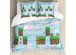 Abakuhaus Set Copripiumino Per Letto Singolo, Vintage Game Platform Art, Antiacaro, Adatto A Chi Soffre Di Allergie, Con Federa, 155 Cm X 220 Cm - 80 X 80 Cm, Pale Sky Blue Multicolor