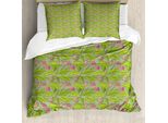 Abakuhaus Set Copripiumino Botanico Per Letti Singoli, Fiori Di Curcuma, Antiacaro, Adatto A Chi Soffre Di Allergie, Con Federa, 155 Cm X 220 Cm - 80 X 80 Cm, Verde Mela Verde