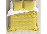 Abakuhaus Set Copripiumino Per Letti Singoli, Foglie Botaniche Astratte, Antiacaro, Adatto A Chi Soffre Di Allergie, Con Federa, 155 Cm X 220 Cm - 80 X 80 Cm, Terra Gialla, Cielo Blu