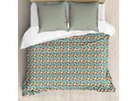 Abakuhaus Set Copripiumino Arancione E Blu Per Letti Singoli, Con Angoli Arrotondati, Antiacaro E Anallergico, Con Federa, 200 Cm X 200 Cm - 80 X 80 Cm, Color Guscio D'uovo E Multicolore