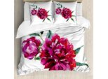 Abakuhaus Set Copripiumino Rosa Per Letti Singoli, Colore Petals, Antiacaro, Adatto A Chi Soffre Di Allergie, Con Federa, 200 Cm X 200 Cm - 80 X 80 Cm, Multicolore