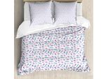 Abakuhaus Set Copripiumino Per Letto Singolo, Motivo Ripetuto A Piume, Antiacaro, Adatto A Chi Soffre Di Allergie, Con Federa, 200 Cm X 200 Cm - 80 X 80 Cm, Rosa Confetto E Azzurro Pallido