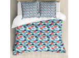 Abakuhaus Set Copripiumino Per Letti Singoli, Colorato Con Piranha Cartoon, Antiacaro E Anallergico, Con Federa, 155 Cm X 220 Cm - 80 X 80 Cm, Multicolore