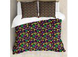 Abakuhaus Set Copripiumino Per Letti Singoli, Alimenti Biologici Cartoon, Antiacaro, Adatto A Chi Soffre Di Allergie, Con Federa, 155 Cm X 220 Cm - 80 X 80 Cm, Indaco Multicolore