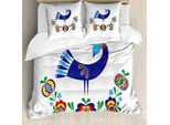 Set Copripiumino Abakuhaus Folkloric Per Letti Singoli, Fiori Della Cultura Ucraina, Antiacaro, Adatto A Chi Soffre Di Allergie, Con Federa, 155 Cm X 220 Cm - 80 X 80 Cm, Multicolore