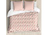 Abakuhaus Set Copripiumino Per Letti Singoli, Motivo Cavalli, Antiacaro, Adatto A Chi Soffre Di Allergie, Con Federa, 155 Cm X 220 Cm - 80 X 80 Cm, Corallo E Crema