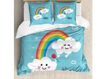 Abakuhaus Set Copripiumino Per Letti Singoli, Be Rainbows Someone Says, Antiacaro, Adatto A Chi Soffre Di Allergie, Con Federa, 155 Cm X 220 Cm - 80 X 80 Cm, Pale Sky Blue Multicolor