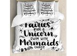 Abakuhaus Set Copripiumino Per Letti Singoli, Set Creatures, Antiacaro, Adatto A Chi Soffre Di Allergie, Con Federa, 155 Cm X 220 Cm - 80 X 80 Cm, Bianco E Nero