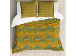 Set Copripiumino Abakuhaus Per Letti Singoli, Motivo Botanical Leaves, Antiacaro E Anallergico, Con Federa, 200 Cm X 200 Cm - 80 X 80 Cm, Giallo E Multicolore