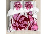 Abakuhaus Set Copripiumino Rosa Per Letti Singoli, Petali Di Rosa, Antiacaro, Adatto A Chi Soffre Di Allergie, Con Federa, 155 Cm X 220 Cm - 80 X 80 Cm, Rosa Fucsia Scuro