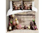 Abakuhaus Set Copripiumino Coniglietto Pasquale Per Letti Singoli, Foto Caramelle, Antiacaro, Adatto A Chi Soffre Di Allergie, Con Federa, 200 Cm X 200 Cm - 80 X 80 Cm, Multicolore