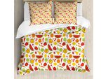 Abakuhaus Set Copripiumino Per Letti Singoli, Delizioso Motivo Cartoon, Antiacaro, Adatto A Chi Soffre Di Allergie, Con Federa, 155 Cm X 220 Cm - 80 X 80 Cm, Multicolore