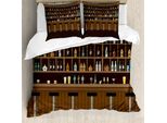 Abakuhaus Irish Pub Set Copripiumino Per Letti Singoli, Sgabelli Da Bar E Bottiglie, Antiacaro, Adatto A Chi Soffre Di Allergie, Con Federa, 155 Cm X 220 Cm - 80 X 80 Cm, Multicolore