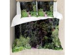 Abakuhaus Set Copripiumino Per Letti Singoli, Jungle Trekking Getaway, Antiacaro, Adatto A Chi Soffre Di Allergie, Con Federa, 200 Cm X 200 Cm - 80 X 80 Cm, Multicolore