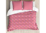 Abakuhaus Set Copripiumino Etnico Per Letti Singoli, Vivace Disegno Di Agnelli, Antiacaro, Adatto A Chi Soffre Di Allergie, Con Federa, 155 Cm X 220 Cm - 80 X 80 Cm, Rosa Multicolore