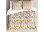 Abakuhaus Set Copripiumino Per Letti Singoli, Fiori Dai Toni Pastello, Antiacaro, Adatto A Chi Soffre Di Allergie, Con Federa, 155 Cm X 220 Cm - 80 X 80 Cm, Multicolore