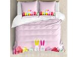 Abakuhaus Set Copripiumino Coniglietto Pasquale Per Letti Singoli, Uova Colorate E Coniglietti, Antiacaro, Adatto A Chi Soffre Di Allergie, Con Federa, 200 Cm X 200 Cm - 80 X 80 Cm, Rosa E Multicolore